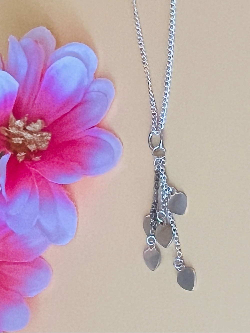 Silver plated Heart Charm Dangle Necklace - Women Jewelry